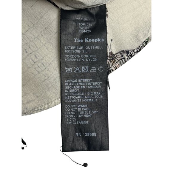 The Kooples Womens Off-Shoulder Butterfly Print Silk Top M - Lace-Up Front & Ruf - Picture 4 of 8